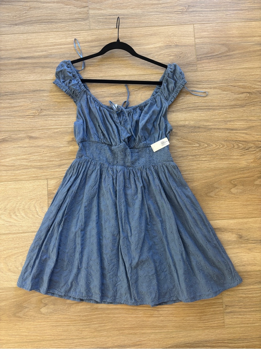 Brand New Old Navy Blue Eyelet Off-Shoulder Mini Dress